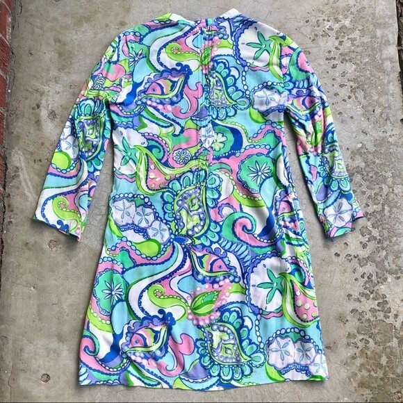 Lilly Pulitzer Sarasota Pintucked Tunic Dress Shift Mini Blue XS - Picture 6 of 6